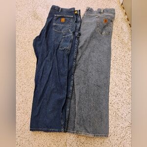 Men's Carhartt Jeans Lot of 2 Carpenter Pants  42 x 29 Carpenter Jeans Work Wear